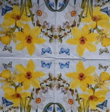 Ubrousky 33 x 33 cm Narcisky a motýlci
