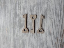 Klíče dřevěné 5 cm 10 kusů šedé