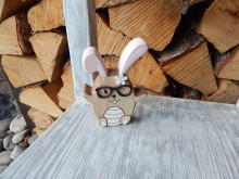 Dekorace králíček holka brýle 12 cm