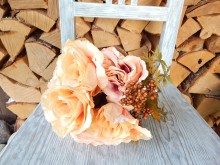 Umělá kytice růže losos 6 ks podzim 40 cm