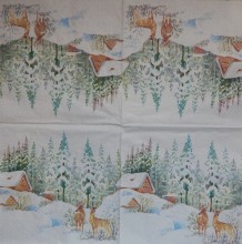 Ubrousky 33 x 33 cm Zima a jeleni 