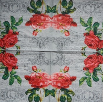 Ubrousky 33 x 33 cm  Šípková růže na šedé
