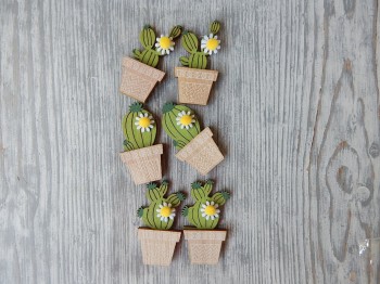 Nálepky Kaktusy 6 ks, 6 cm 