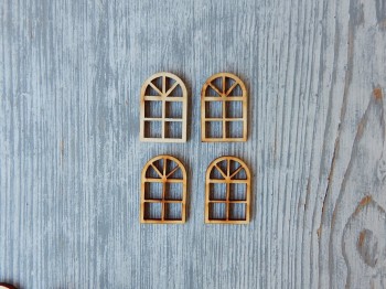 Dřevěná okna oblouček 2,5 x 3,8 cm 4 kusy