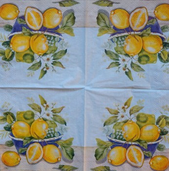 Ubrousky 33 x 33 cm Miska s citrony