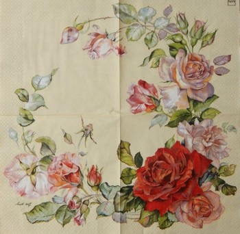 Ubrousek 33 x 33 cm Aranžmá s růží