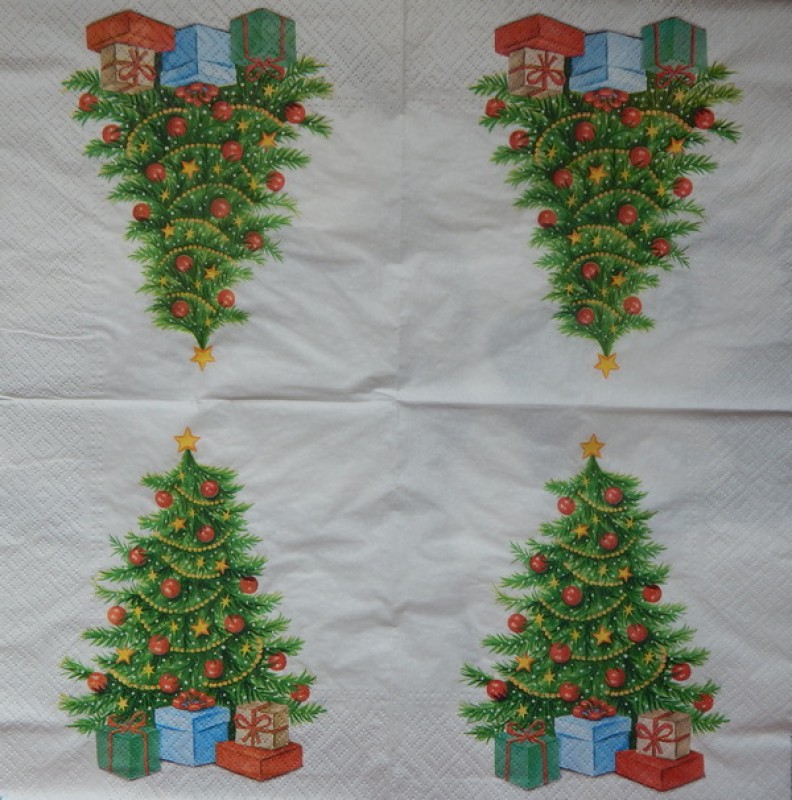 Ubrousky 33 x 33 cm Vánoční stromeček s dárky