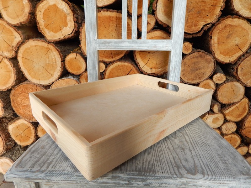Dřevěný podnos box 40 x 30 x 6,5 cm borovice