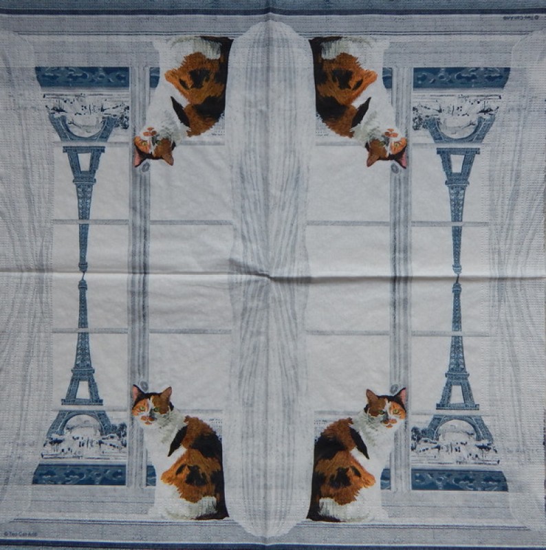 Ubrousky 33 x 33 cm Kočka v Paříži