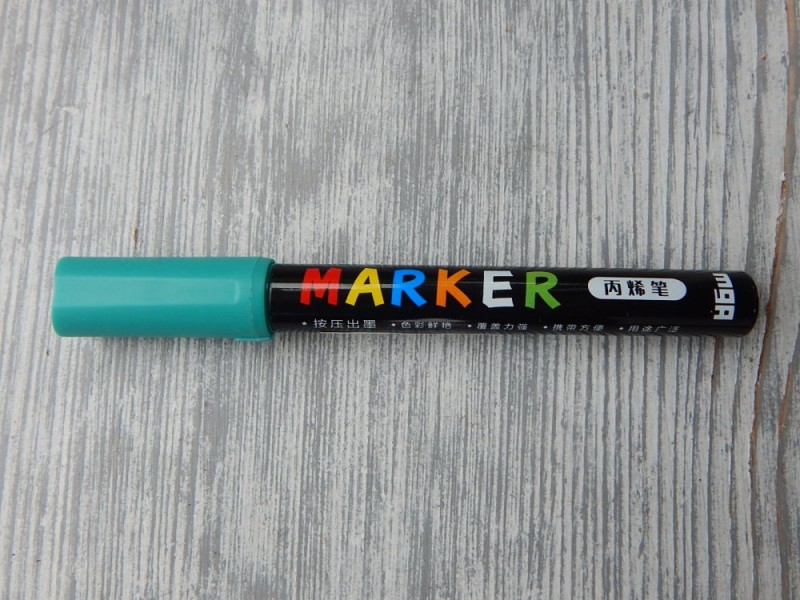 Akrylové pero - popisovač 2 mm zelená petrolej
